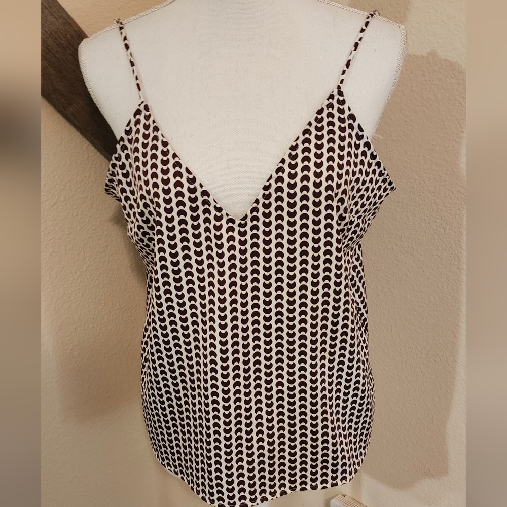 Stylish Brown and White Patterned Women's Camisole Size Medium